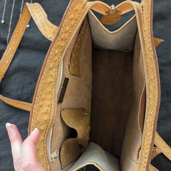 Vintage Ostrich Purse Camel Leather Donzelli - Picture 2 of 8